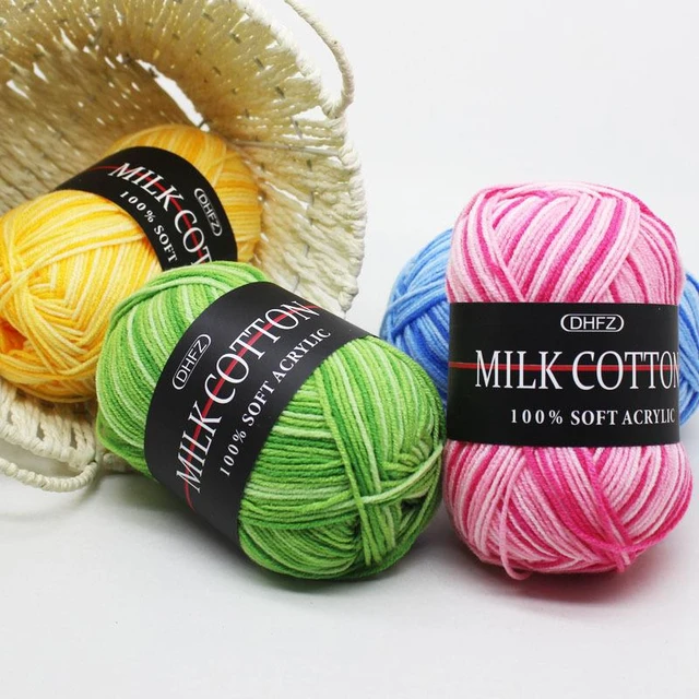  2pcs Milk Cotton 5ply Yarn Soft Crochet Yarn Baby Yarn