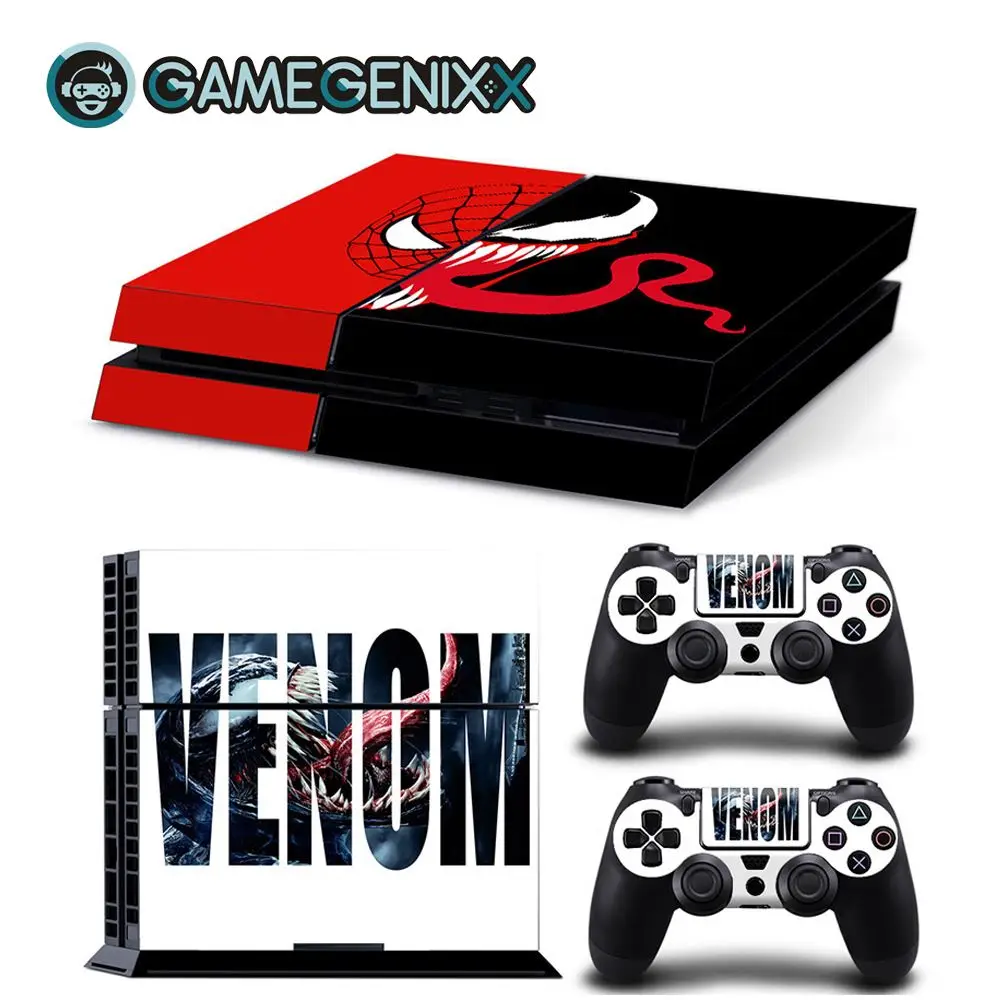 GAMEGENIXX Кожа Наклейка виниловая наклейка водонепроницаемый чехол для PS4 консоли и 2 контроллеров-Веном