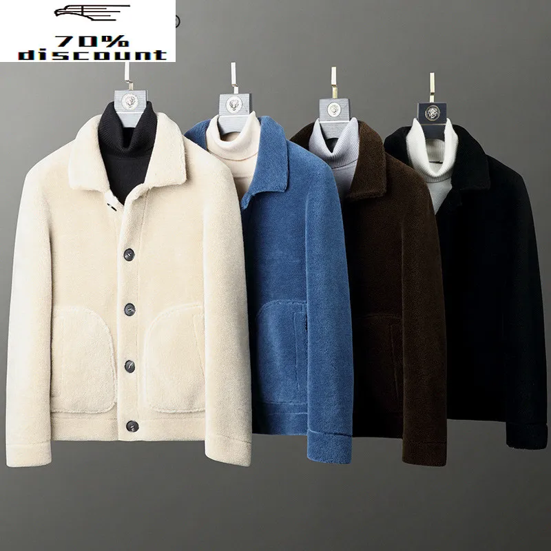 

Short Wool Coat Autumn Winter Men shearling Jacket Mens Coats Overcoat Thick Casual Jackets Kaban Erkek 2822 YY253