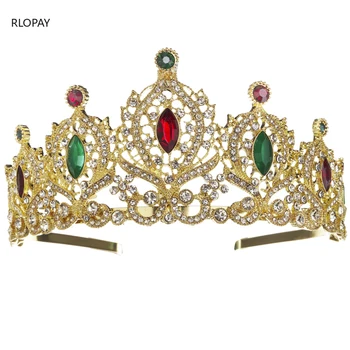 

Sparkly Princess Crown In Gold Arabic Royal Tiara for Women Morocco Trendy Wedding Headpieces