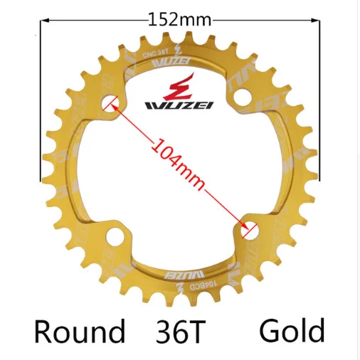 Einzigen geschwindigkeit система Breite kettenblatt 104 BCD RUNDE 32t 34t 36t 38t MTB 11 s 10 s 9 s 1*11 Kurbel Kettenblatt кольцо - Цвет: Round 36T Gold