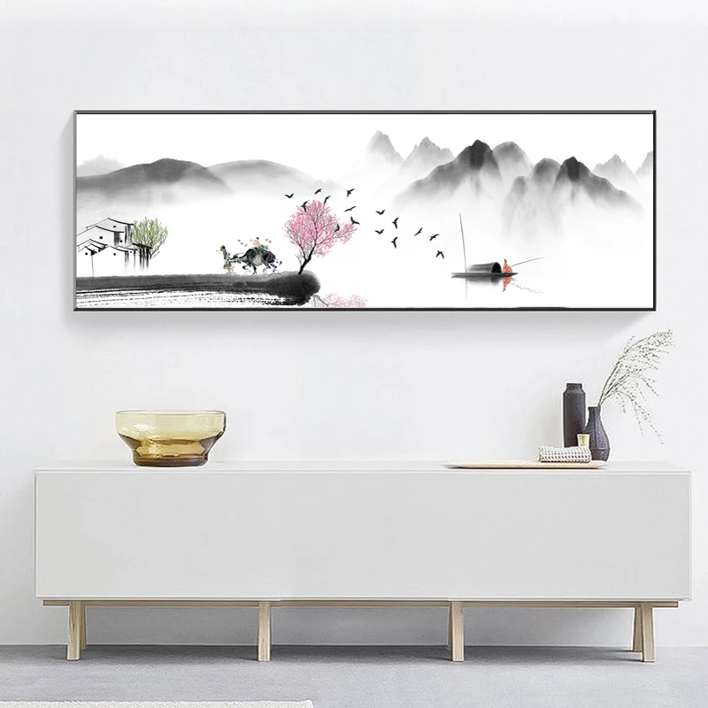 

Chinese Abstract Zen Landscape Oil Painting on Canvas Posters and Prints Wall Art Pictures for Living Room Home Decor No Frame