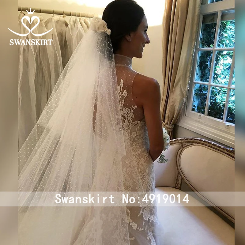 Vestido de Noiva, кружевное свадебное платье с аппликацией,, Swanskirt, винтажное платье принцессы, Русалка, со шлейфом, иллюзия, платье невесты, WY06