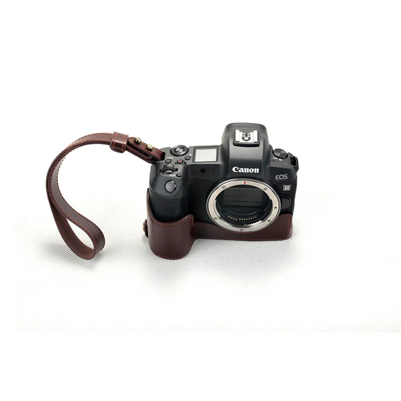 A-coffee Подходит для Canon EOS R micro Одиночная pu кожаная сумка для камеры Защитная крышка 20-105 мм eosr Защитная Половина крышка основание открытие - Цвет: A-coffee