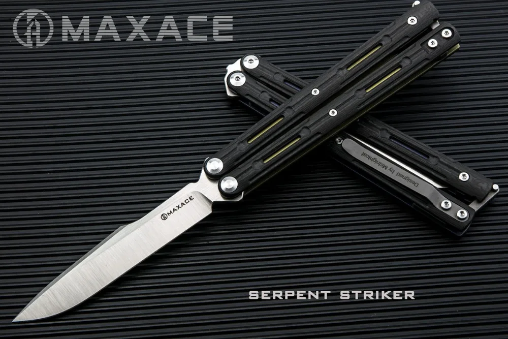 MAXACE Serpent Striker Satin M390 стальное лезвие из углеродного волокна/титановый вкладыш