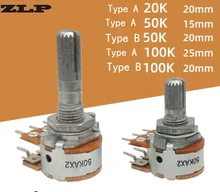 Potenciômetro b100k 50k 20k do filme do carbono do dobro seis pinos do ajuste do volume do amplificador de potência áudio