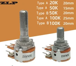 Potenciômetro b100k 50k 20k do filme do carbono do dobro seis pinos do ajuste do volume do amplificador de potência áudio