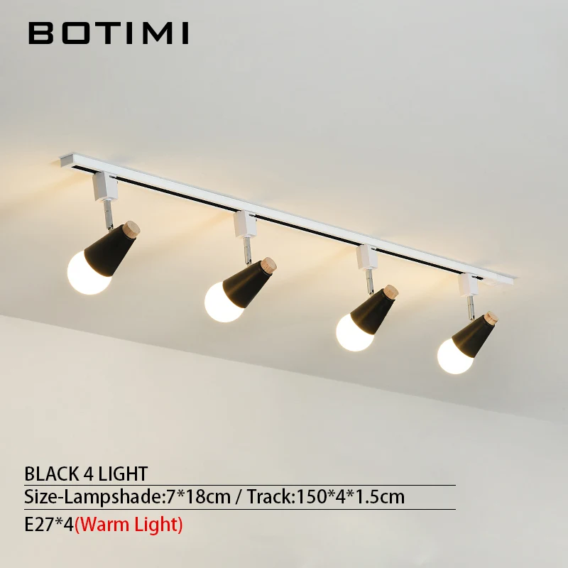 4 Light-Black BOTIMI светодиодный потолочный светильник в длинном треке для гостиной поверхностного монтажа Потолочный Светильник Коридор Регулируемый осветительный прибор - Цвет корпуса: 4 Light-Black