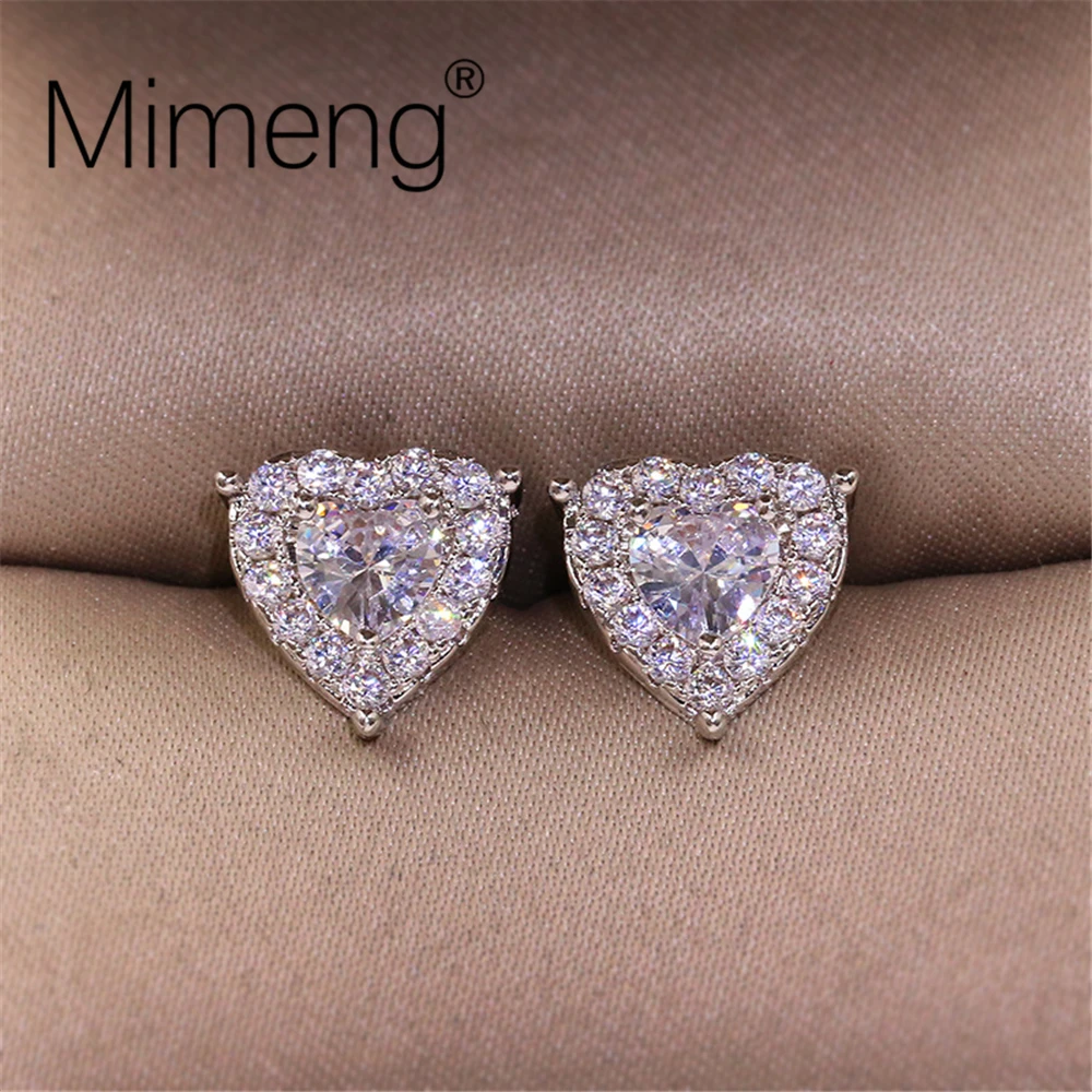 Mimeng новинка серьги гвоздики очаровательные супер флэш сердце темперамент мини