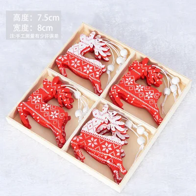 Christmas tree decoration Nordic ins wooden creative Christmas pendant Christmas day snowflake five-pointed star elk