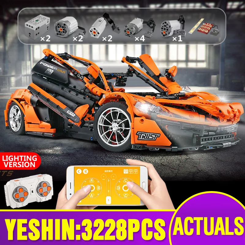 20087 моторизованный техники автомобиль игрушки MOC 16915 P1 гиперкар 1:8 Супер гоночный