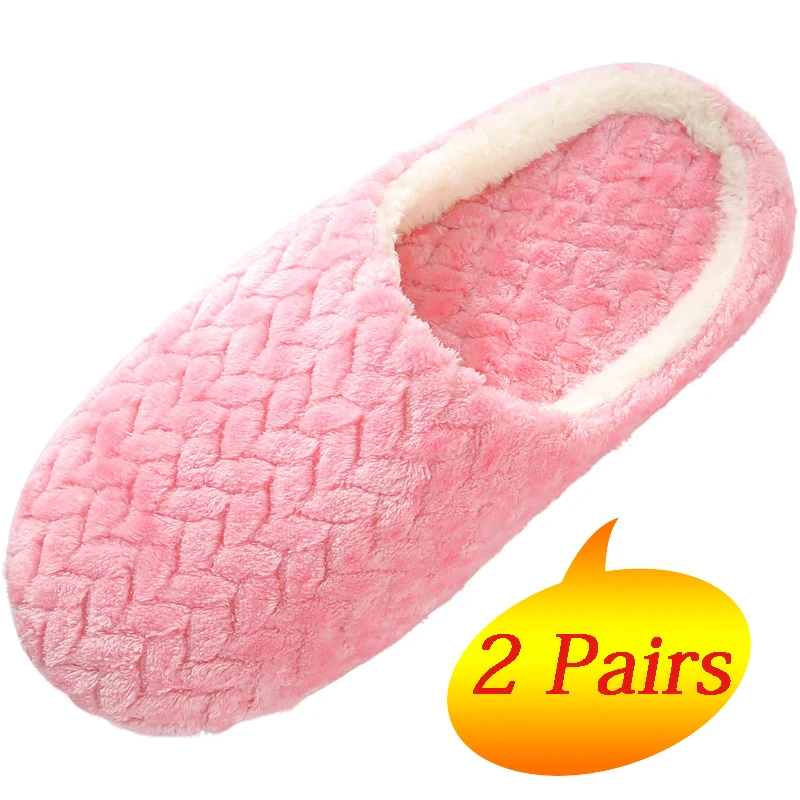 

2 Pairs Fur Slides Winter Shoes Woman Home Slippers Unisex Sliders Shoes Bedroom Mules Furry Slippers Indoor Loafer pantufa