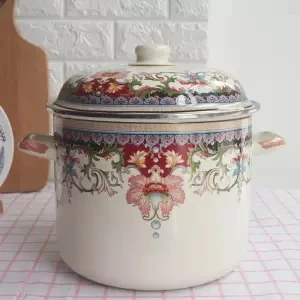 Кастрюля для молока, эмалированный горшок, 9.5л, толстая Пароварка, кастрюля для тушения, рисовый баррель, цилиндрическая Пароварка, кухонные сковороды, кухонная посуда Ollas De Cocina - Цвет: 24cm 6.5L