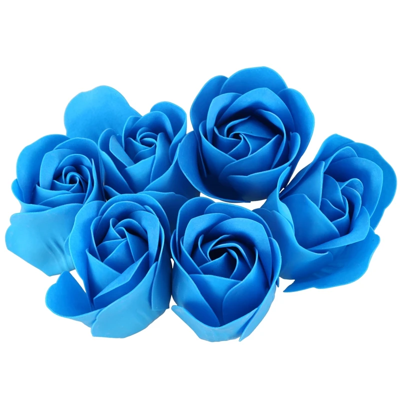 Turquoise Blue Rose Design Bathing Scented Soap Petal 6PCS