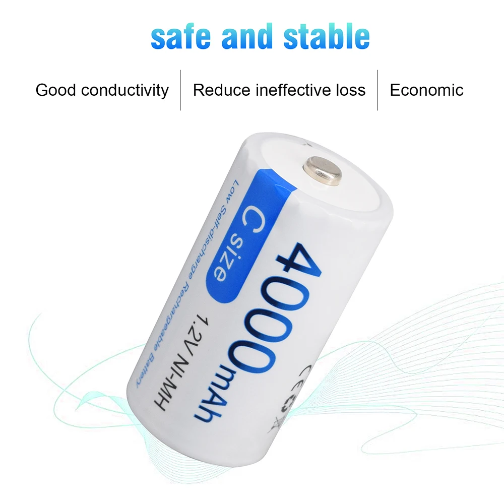 2-8pcs C Size LR14 Rechargeable Battery 4000mAh Type C Battery 1.2V NI-MH Rechargeable C Batteries for Flashlight Gas Cooker