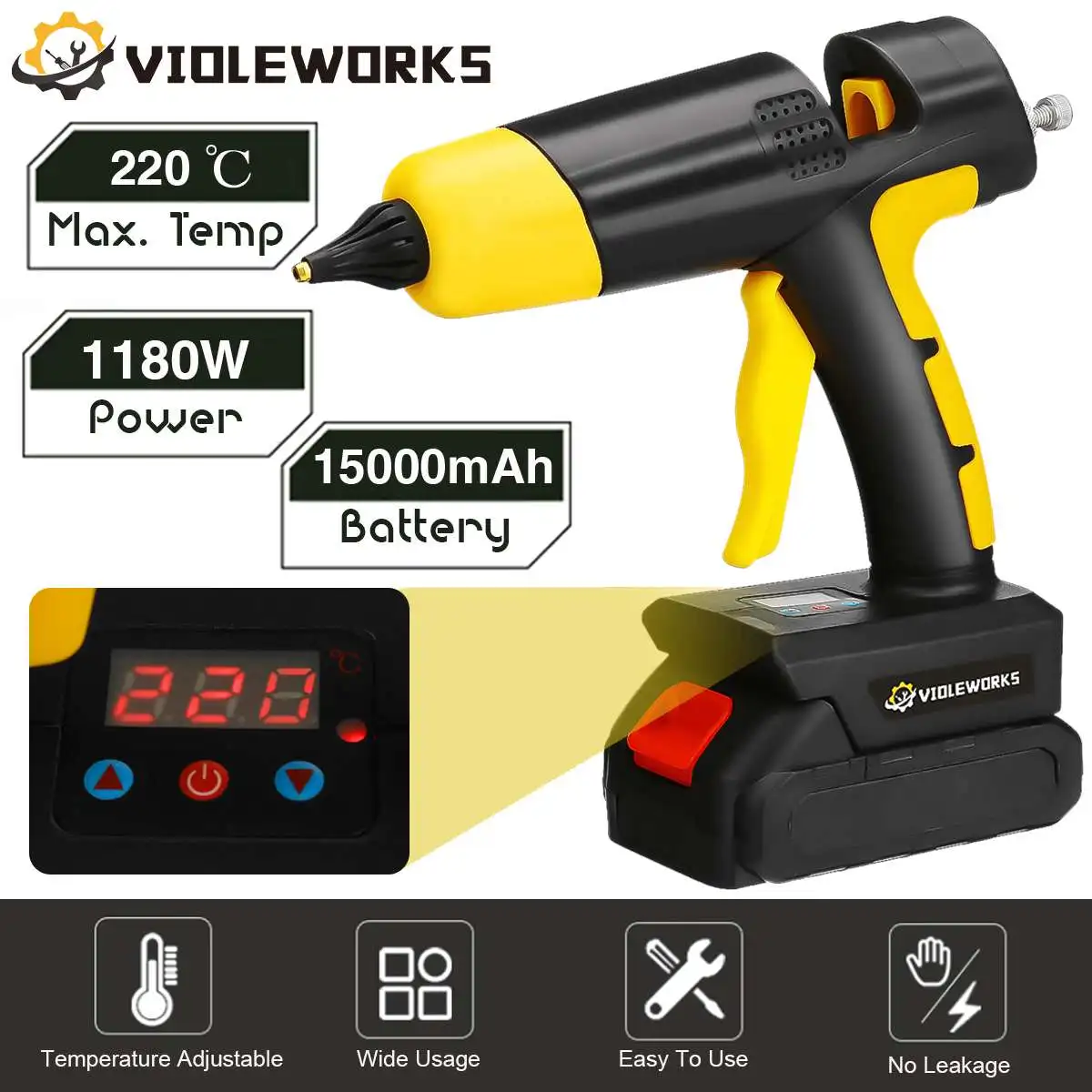 

Аккумуляторный клеевой пистолет Makita, 1180 Вт, 21 в, 15000 мАч