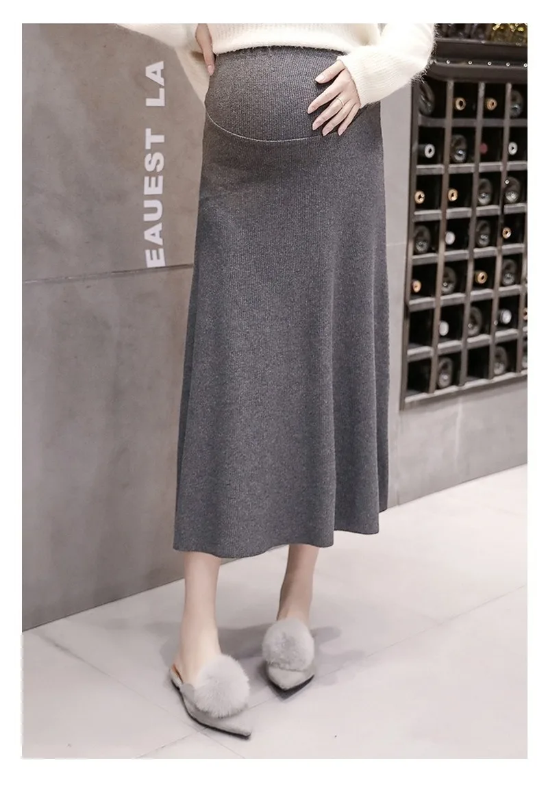 Maternity Skirt for Pregnant Women Autumn and Winter Belly Support Knitted High Waisted Pregnancy Skirts JOYRAY.B