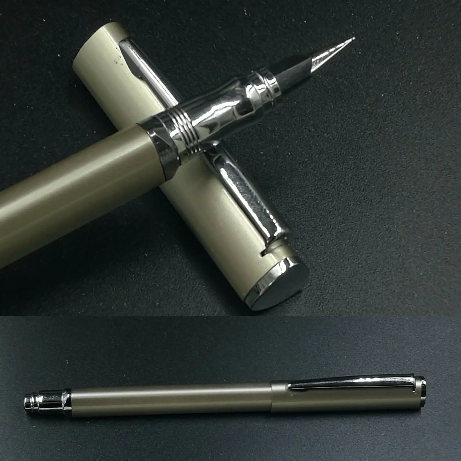 

Unique Triangular HQ Fountain Pen Aerometric Pen Silver Gray Color