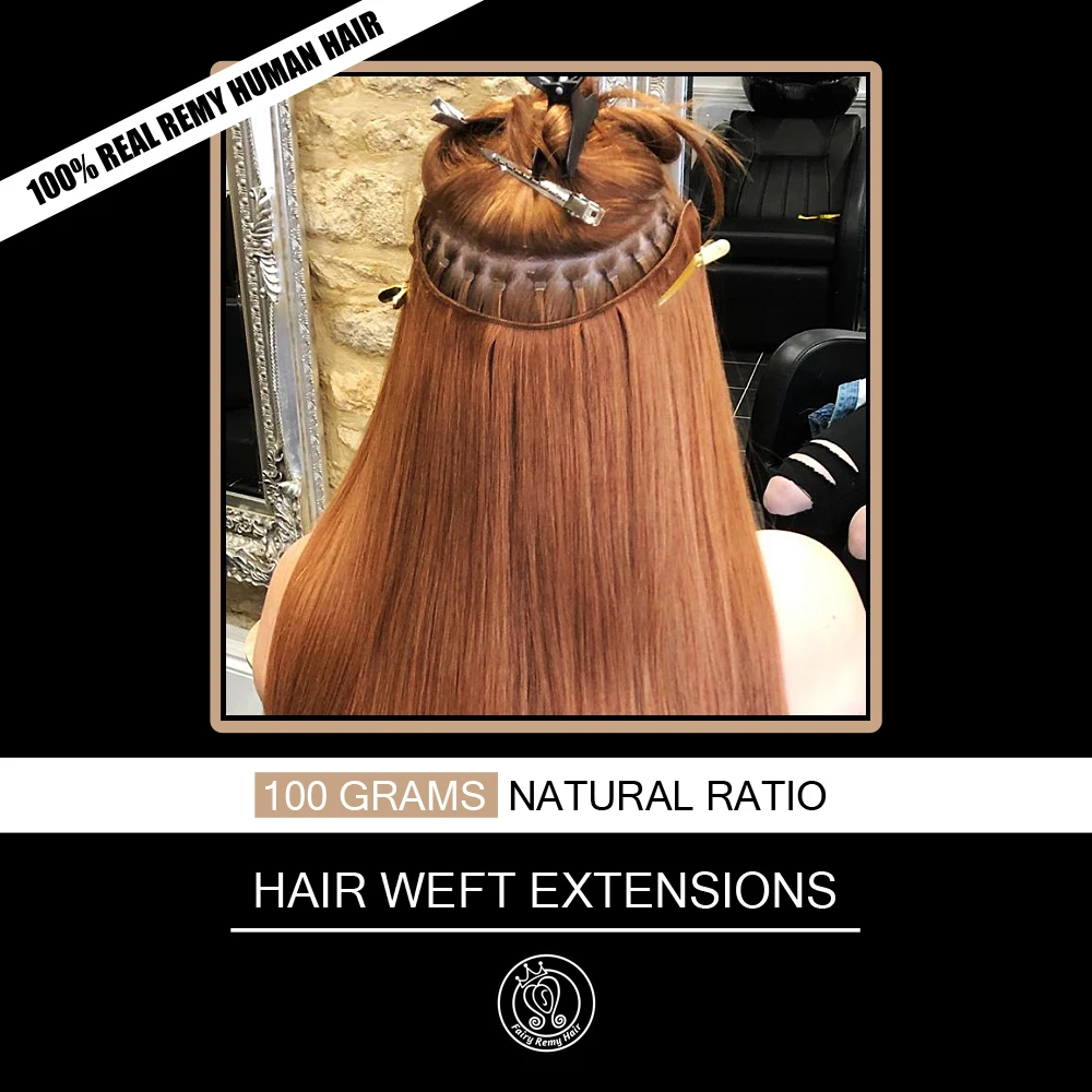 Fairy Remy Hair 16-24 Inch Real European Straight Human Hair Bundle Weft Highlights Piano Color Human Remy Hair Weave 100g/piece