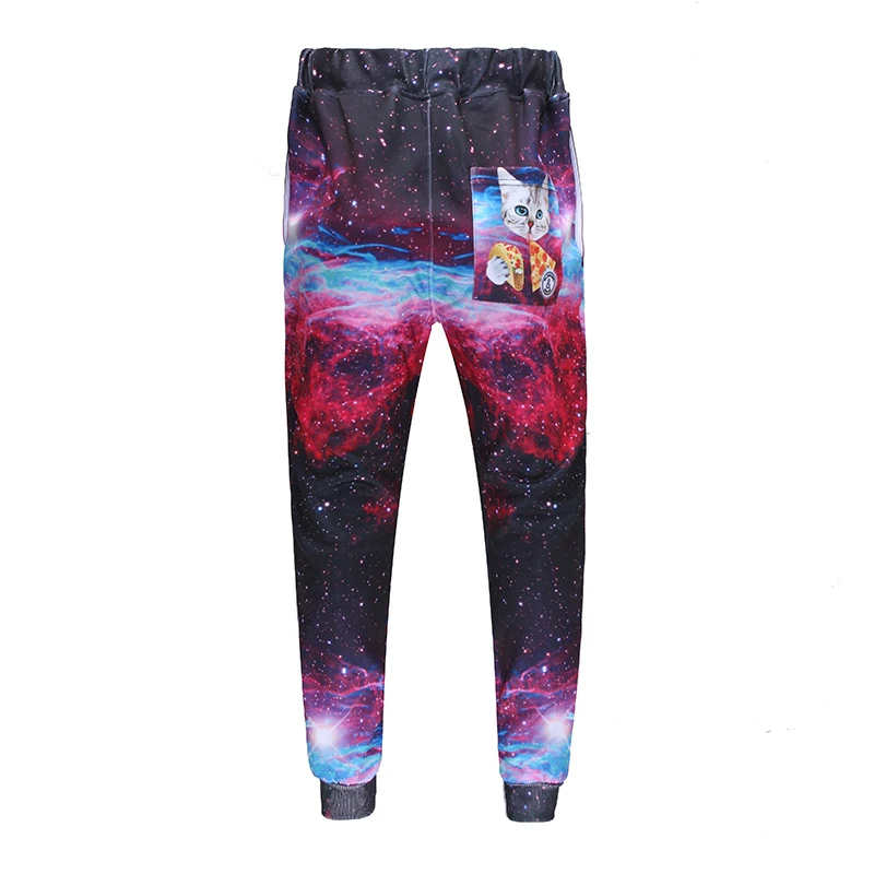 Mr.1991inc. Кот поедающий пиццу 3D Jogger Брюки космическая галактика Мужская новинка полная длина спортивные брюки Модные уличные брюки