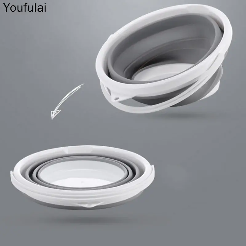 8d 10L Lid Silicone Folding Bucket for Fishing Car Wash Outdoo Camp Room Bucketfoot Bath Bucket Foldable Silicone Sink