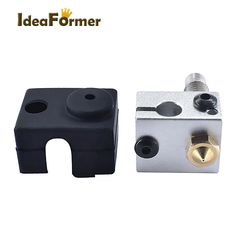 

3D Printer Heat Parts V6 Throat Bult-in Teflon tube +V6 Heating block +V6 0.4/1.75mm Brass Nozzle+V6 Black Silicone sleeve Kit.