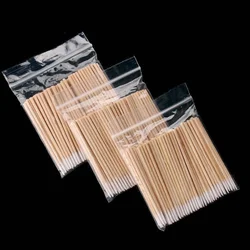 100/200PCS Disposable Wooden Cotton Stick Swabs Micro Brushes Eyelash Extension Glue Removing Tools For Beauty Makeup And Tattoo