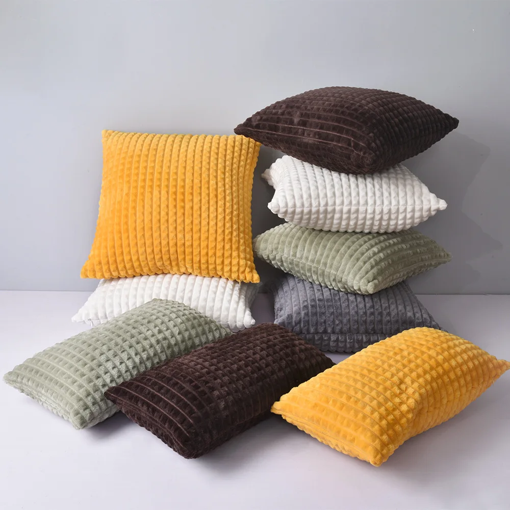 

50x50cm Modern Simple Flannel Check Cushion Cover Bedroom Sleeping Sofa Pillowcase Living Room Home Decoration