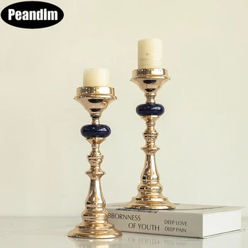 

PEANDIM Metal Candle Holder Gold Candle Stand Wedding Party Table Candlestick Birthday Home Decoration Holder