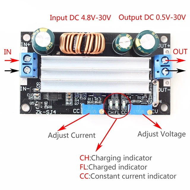 

A7-- 4.8-30V Solar Charger Charging Controller Voltage Adjustable Step-Up and Down Automatic Boost/Buck Converter Power Module