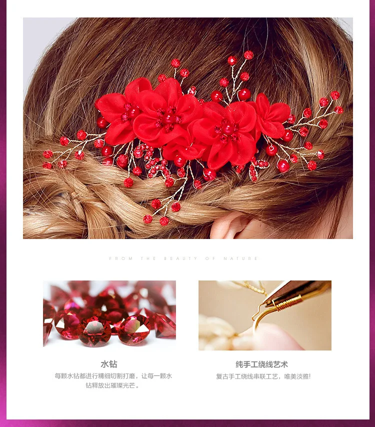 S802 Or Origional Design Side Clip Grenadine Fabric Handmade Bride Headdress Wedding Accessories Two-color