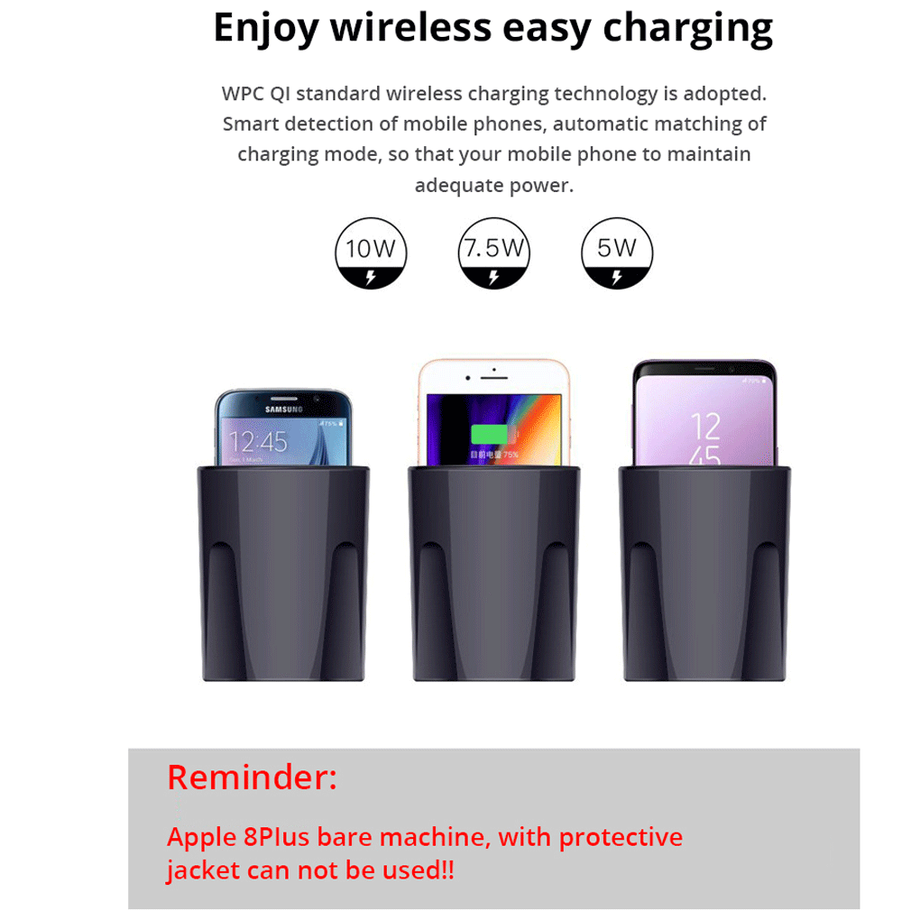 Автомобильное зарядное устройство для samsung iPhone X USB Быстрый QI беспроводной зарядный держатель черный