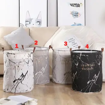 

New North EU Style Cotton Linen Folding Laundry Baskets Print Bags Household With Closure Handle Kids Toy Storage 1pc