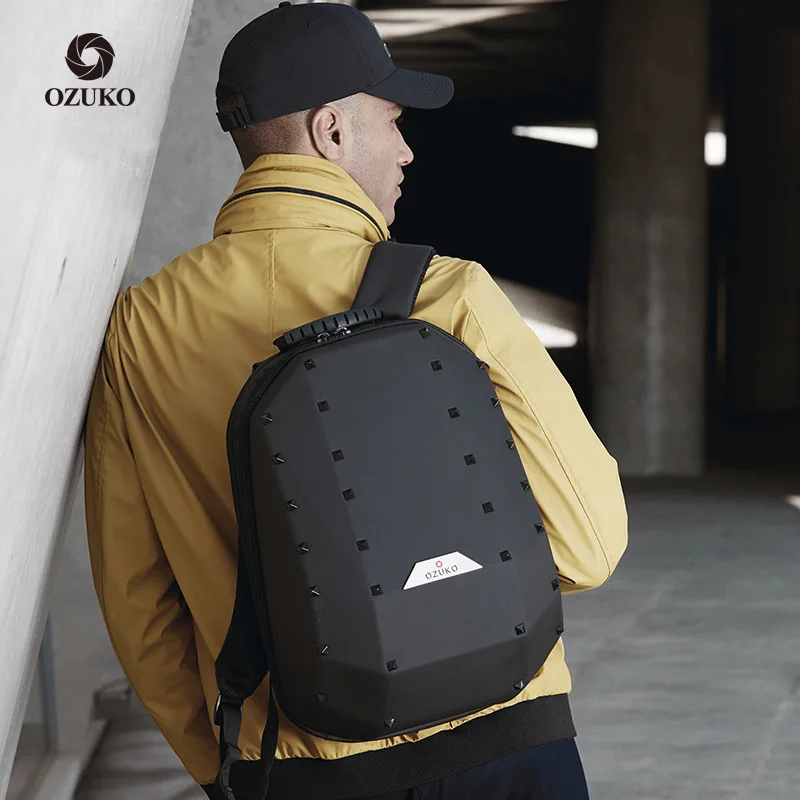 Men Fashion Three-dimensional Geometric Rivet Shaped 15.6" Laptop Backpack Women 3D Travel Casual Bike Outdoor Luggage Bags