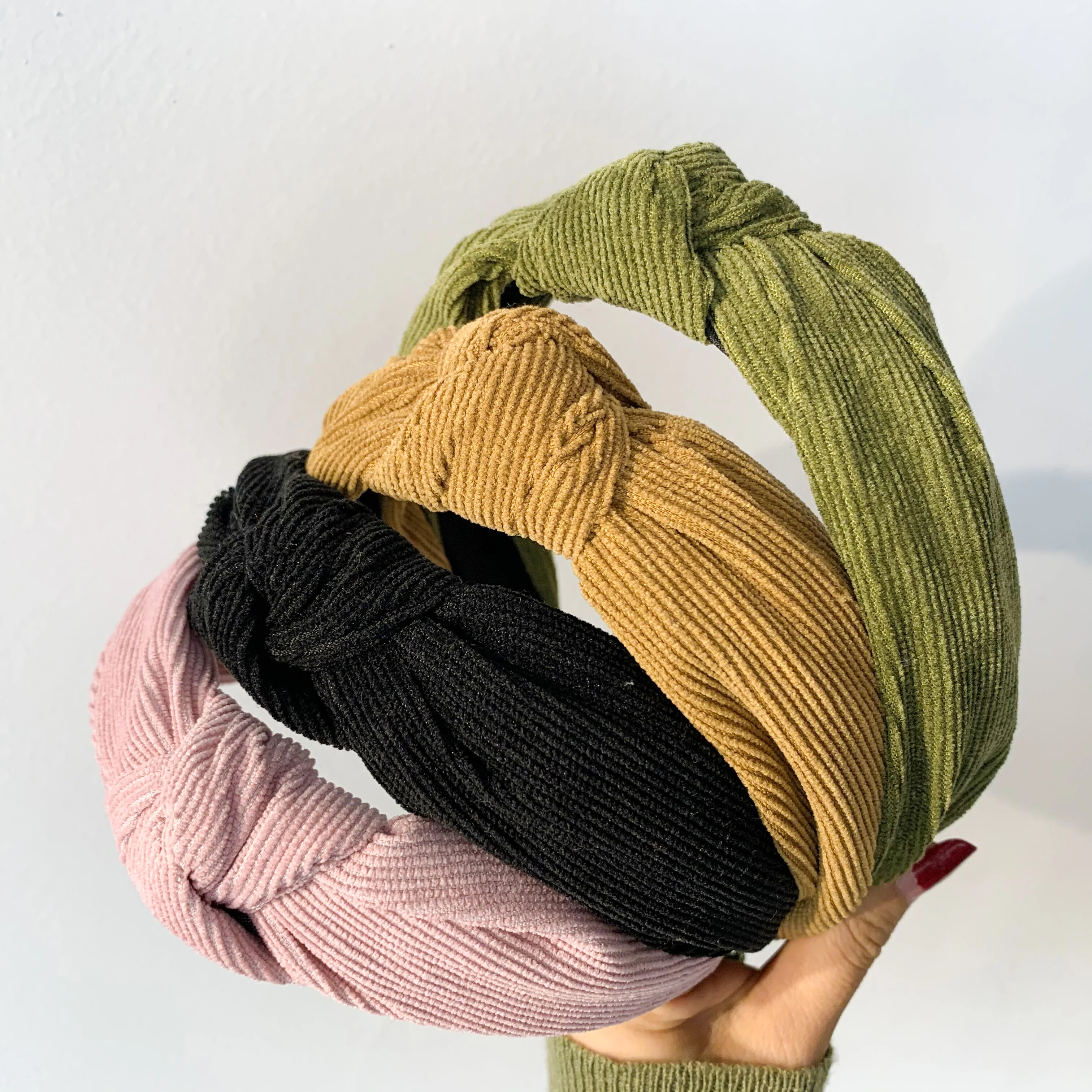 

Chen Yan Bohemian Spring Retro Headband New Knotted Headbands Women Corduroy Headdress FG2032
