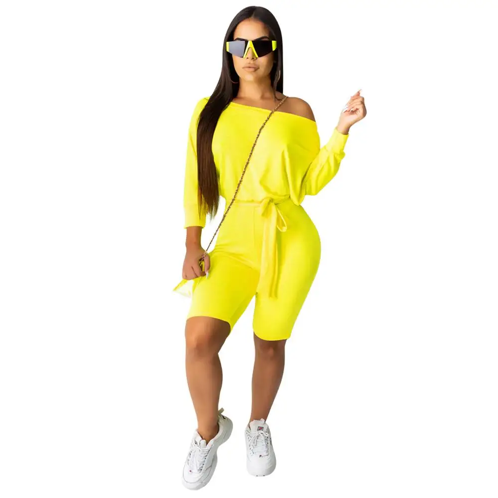 Lemon Gina женское Модное на одно плечо с длинным рукавом Slash шеи комбинезон уличная комбинезон 3838