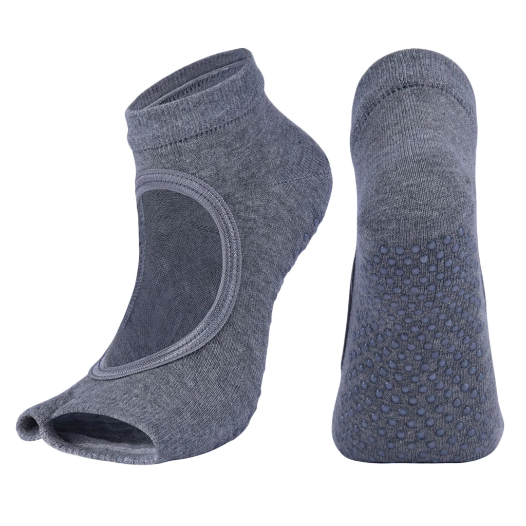 Toeless Socks Yoga, Pilates, Dance, Half Toe with Grips, Anti Non Slip Skid Casual Crew Socks,One Size