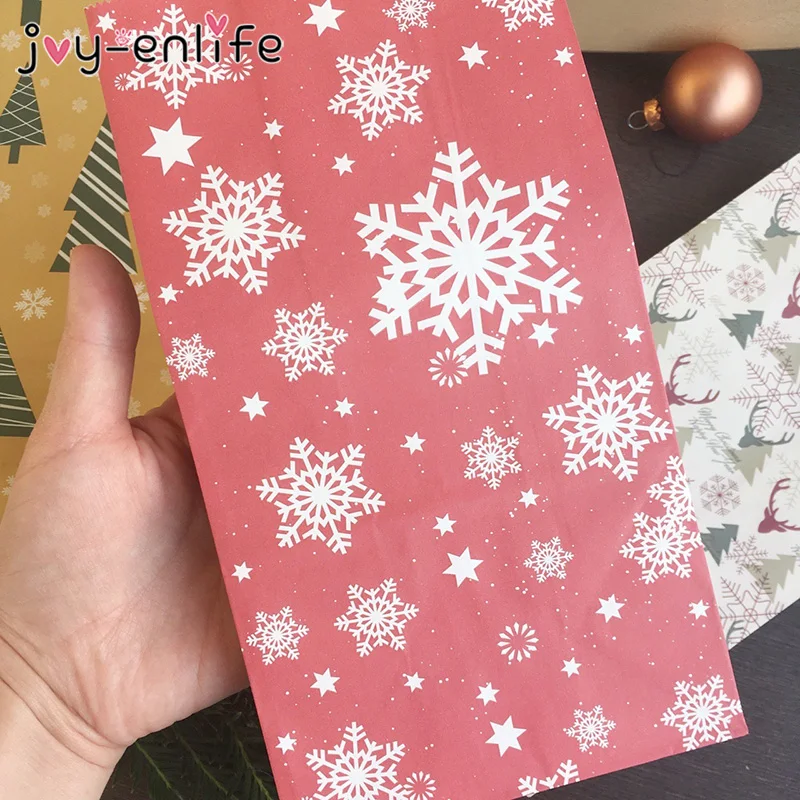 Joy-Enlife 24 шт 4 стиля рождественские крафт-бумажные пакеты Снеговик Снежинка Рождественская елка Конфеты сумочки для упаковки подарков украшения принадлежности