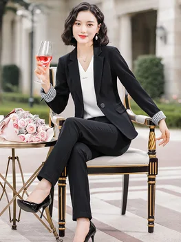 

Black Coat Women's Autumn New Style Long Sleeve Casual Commuting Tops Women's Waist Hugging Slim Fit Suit Women Tracksuit