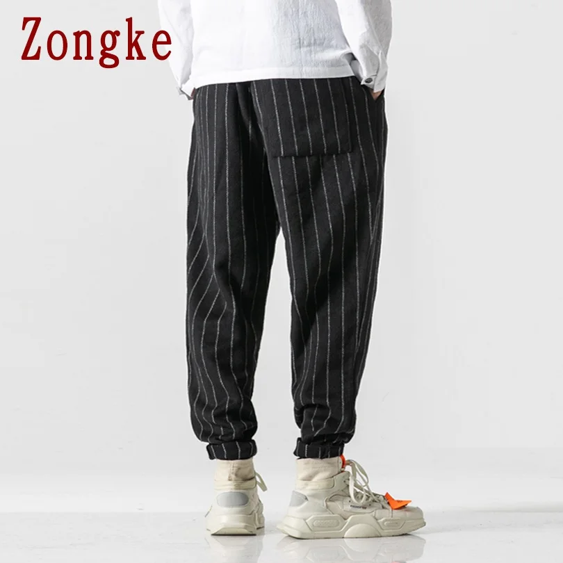Zongke/Полосатые мужские брюки в тяжелом весе, брюки для бега, мужские брюки, уличная одежда, спортивные штаны, шаровары, мужские брюки, 5XL,, осень