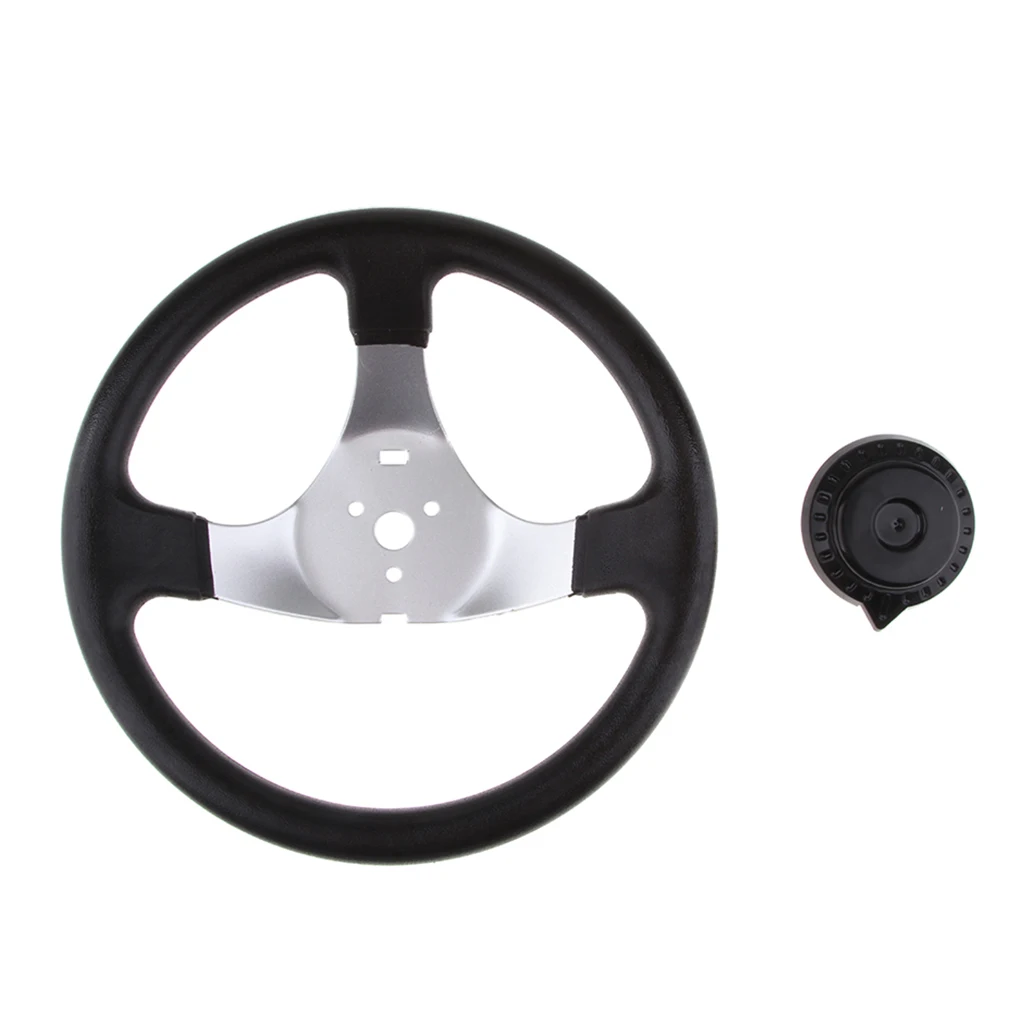 300mm Steering wheel With Cap Assy 3 Spoke Go Kart Buggy Quad Steering Wheel For Hammerhead Kandi JCL Fits 150cc - 250cc Engines