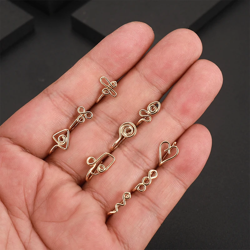 Piercing Jewelry Body Piercing Jewelry 9 &12pcs/lot Nose Cuff Hoop on Nose Stainless Steel Spiral Fake Ring Flower Star Ear Clip Cuff Earring For Women