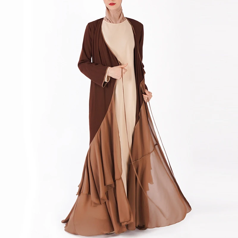 MISSJOY новая одежда для женщин мусульманских стран с оборками женское платье кимоно Среднего Востока лоскутное элегантное Кафтан Исламская одежда Турецкая Повседневная