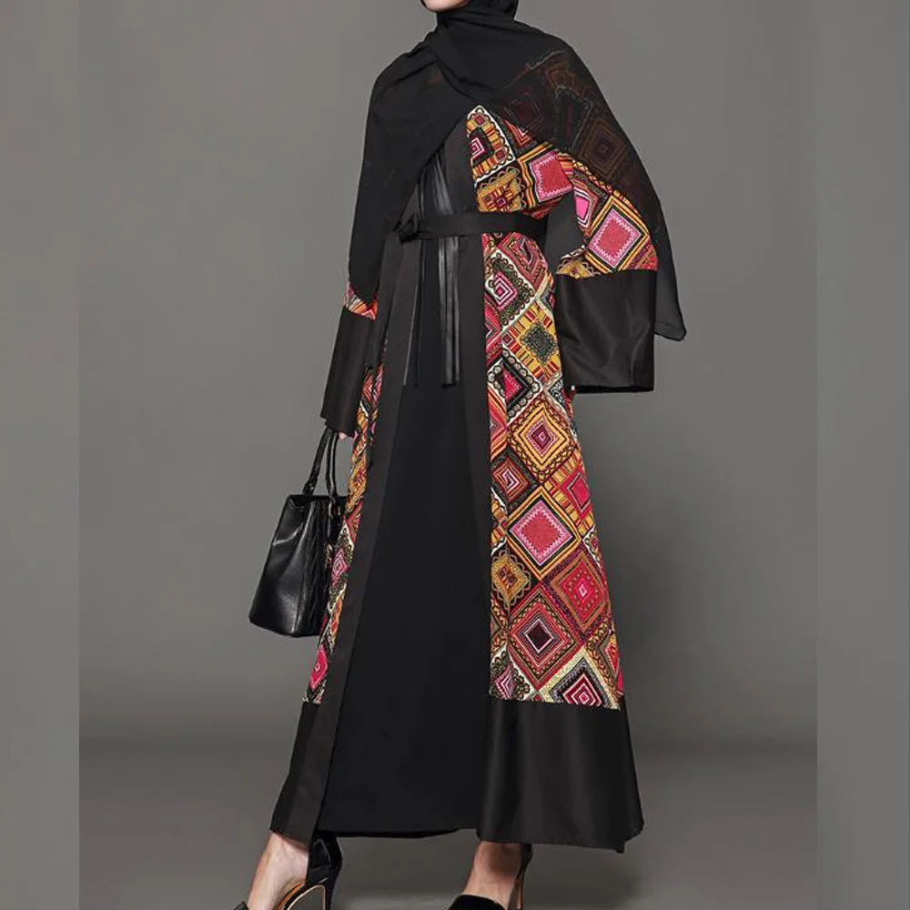 Мусульманское женское платье турецкое abaya лоскутное Макси кимоно открытое abaya халат Дубайский мусульманский кардиган платье плюс размер Рамадан кафтан