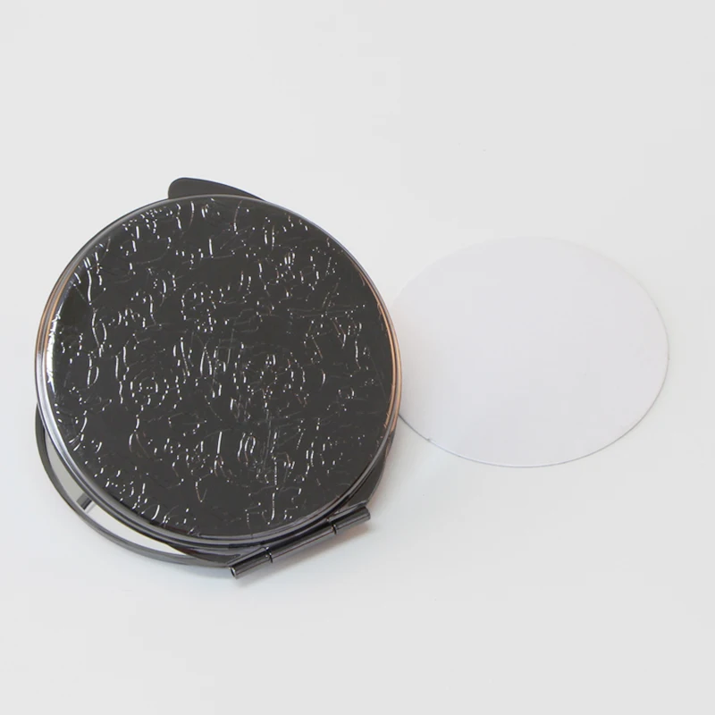 DIY складной компактный Черный Металлический Макияж Зеркало+ сублимационный пустой 10/лот#18032-5