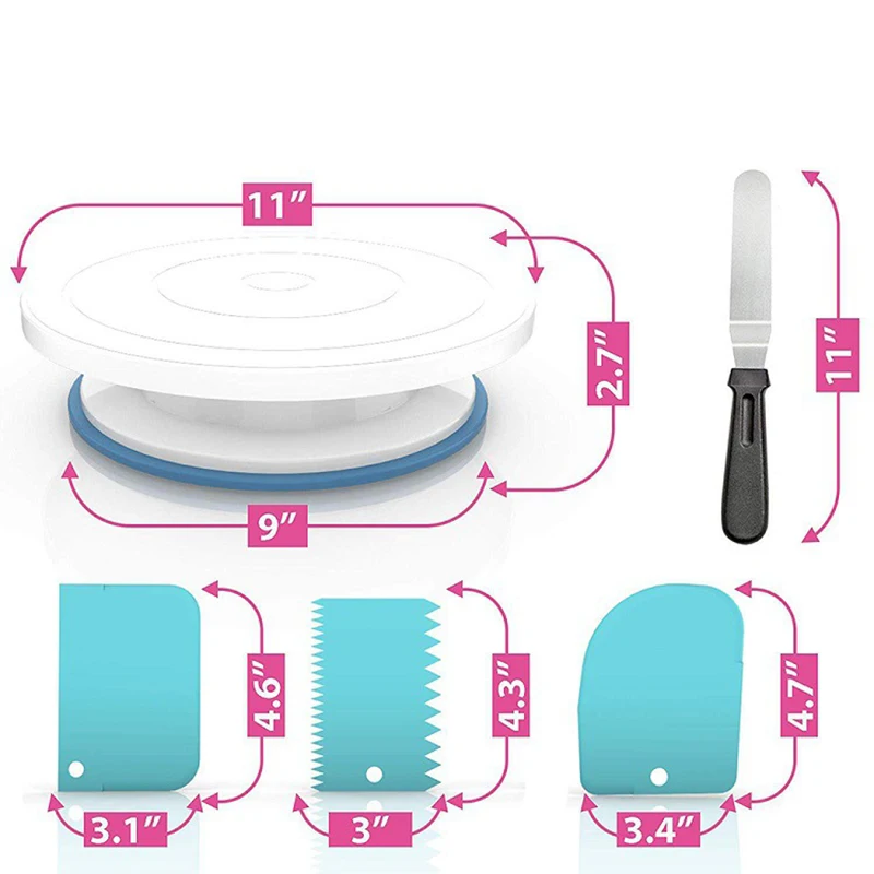 Baispo Cake Tools 54pcs/set Cake Decorating Tools Icing Turntable Set Platform Cup Rotating Plate Revolving Cake Baking