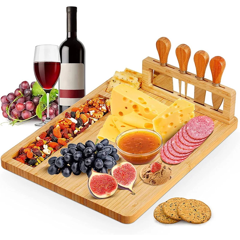 Plateau Aperitif 4 Coupelle Aperitif Bambou Et Céramique Pour Les Dips Snacks Entrées Desserts