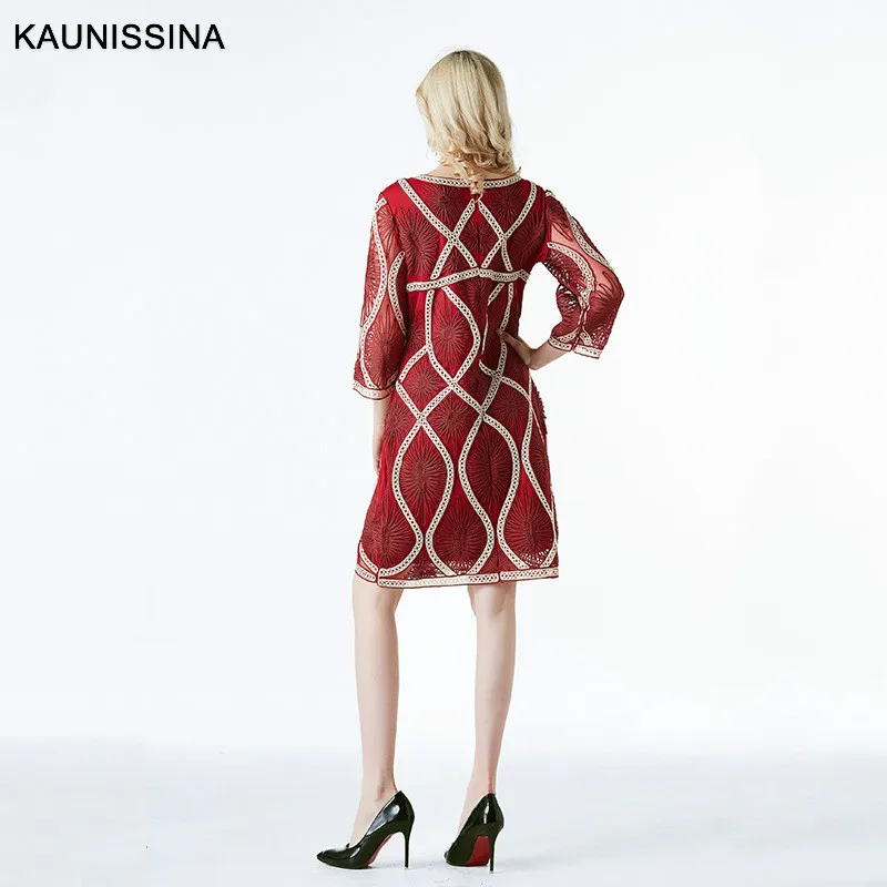 KAUNISSINA Роскошные коктейльные платья 3/4 рукавом блестками вечерние халат элегантный 3/4 рукав по колено банкет Платья знаменитостей