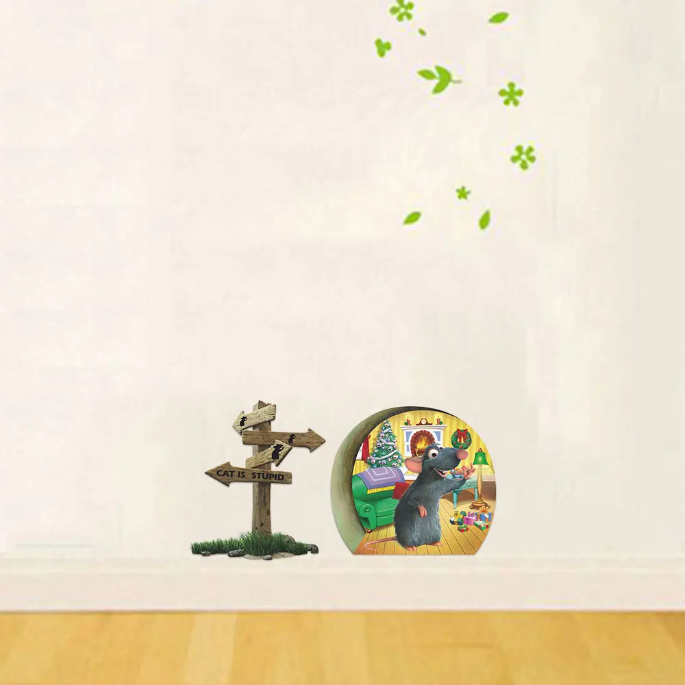 

Funny Christmas Mice Mouse Hole Door Wall Sticker Decal Baby Room Decor