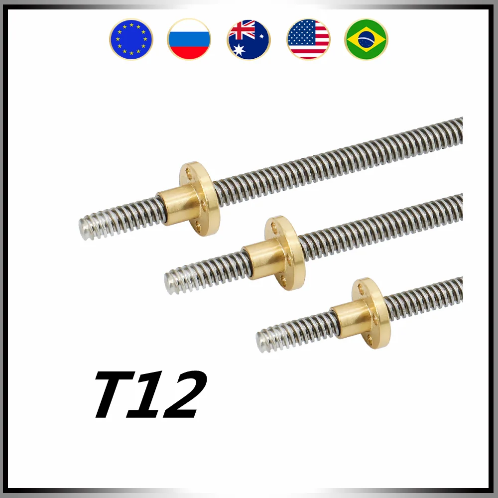 3d Printer T12 Lead Screw 12mm Diameter Lead 2mm 4mm 8mm 10mm Pitch 2mm